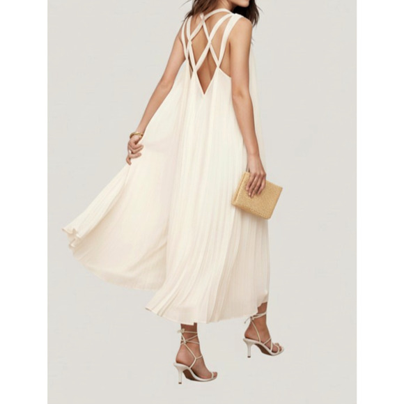 Banana Republic Dresses & Skirts - B0 NWoT BANANA REPUBLIC Cream Pleated Georgette Open Back Maxi Dress Size S $250